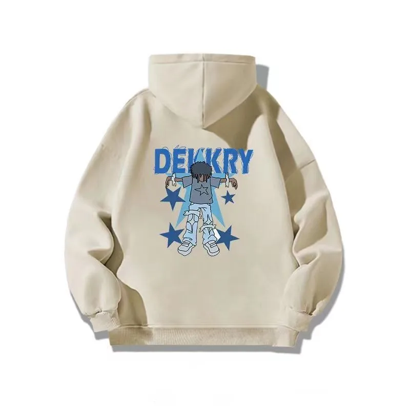 

100% cotton hipster American print all match with velvet thick loose autumn winter female hooded individual couple hoodie male