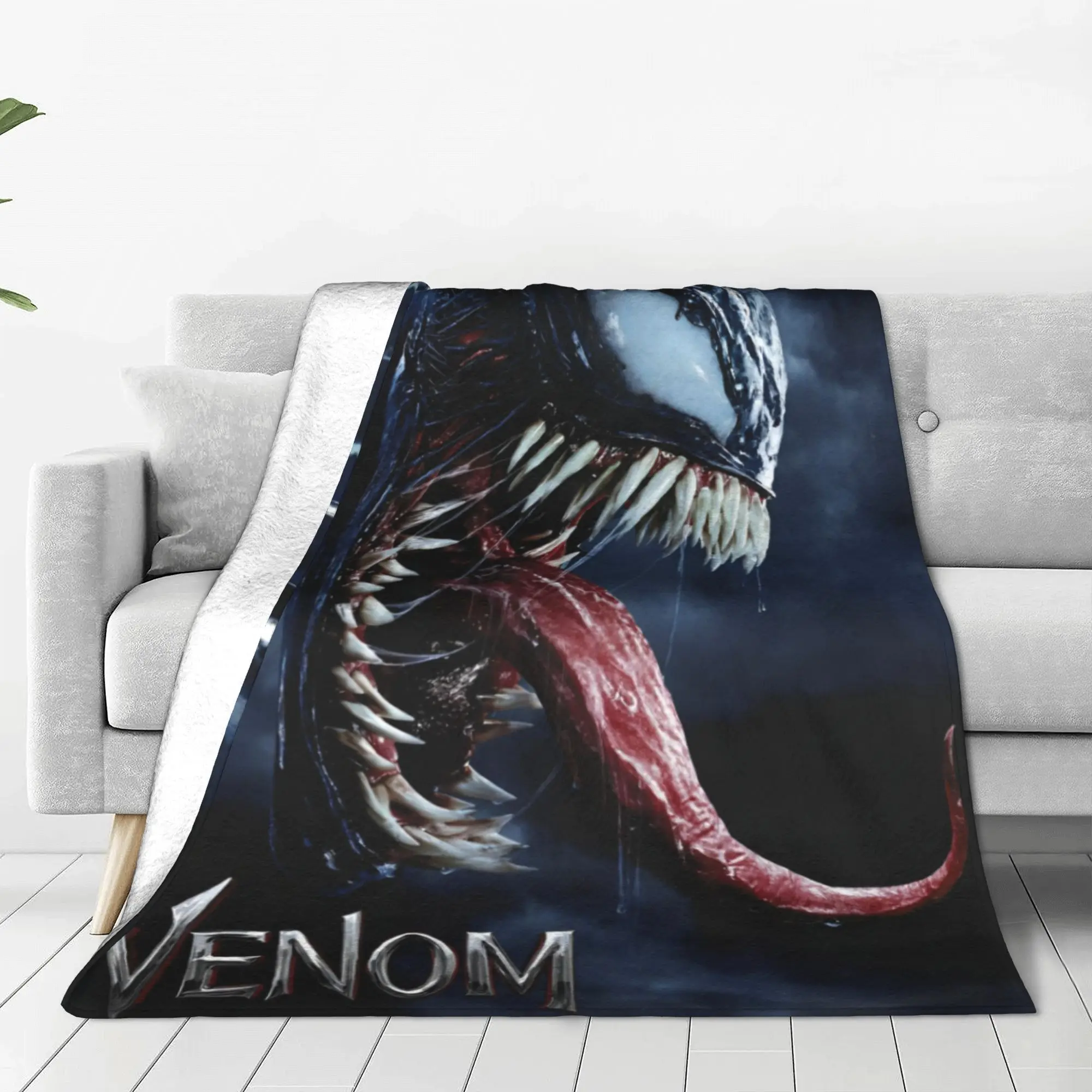 Вязаное одеяло Venom Grin Comic Staring Eyes фланелевое легкое супергероя дорожные пледы на