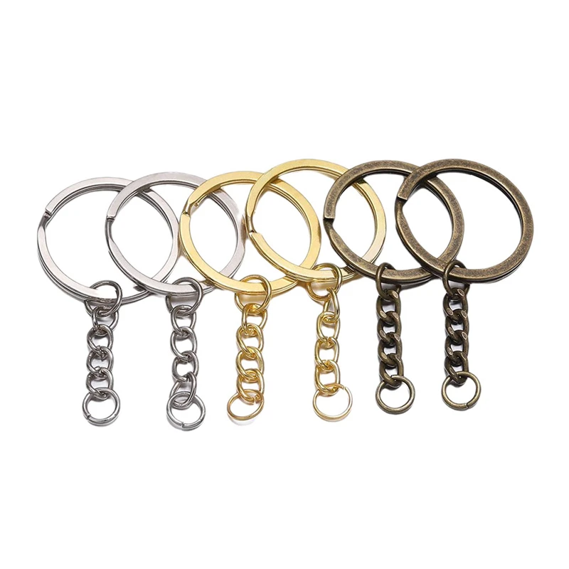 

10pcs 30mm Bronze Gold Color Keyring Key Chain Split Ring with Short Chain Key Rings Backpack Zipper Accessories