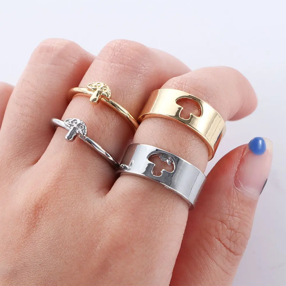 

Cute Mushroom Couple Rings For Women Men Trendy Vintage Open Rings Set Engagement Wedding Party Jewelry Gifts Punk Hip Hop