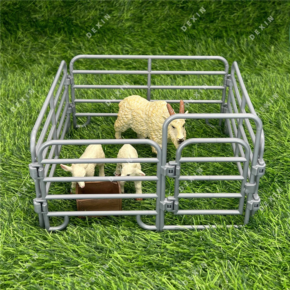 Большой ранчо Коза Размер соответствующий забор и стог сена статическая