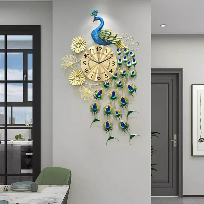 Фото Роскошные настенные часы Peacock: Минималистичный скандинавский дизайн, бесшумные, эстетичные, большие, для ресторана и домашнего декора №2