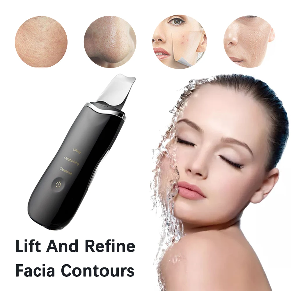 

Face Cleaning Skin Scrubber Acne Blackhead Remover Clean Cavitation Ultrasonic Face Massager Peeling Pore Facial Cleaning Device