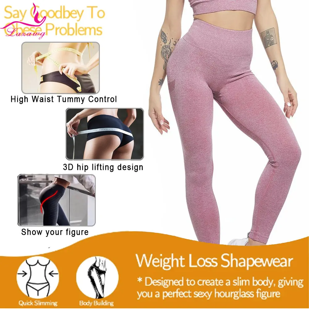 LAZAWG Yoga Pants for Women High Waist Slimming Leggings Seamless Belly Control Trousers Ladies Body Shaper Workout Gym Fitness