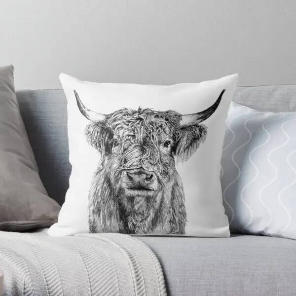 Scottish Highland Cow  Printing Throw Pillow Cover Sofa Wedding Throw Cushion Decorative Fashion Waist Hotel Pillows not include