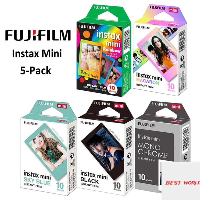 

For Fujifilm Instax Mini 8 9 11 Film Camera 50 Sheets Instant Photo Paper ( Rainbow, Macaroon, MonoChrome, Black, Blue )
