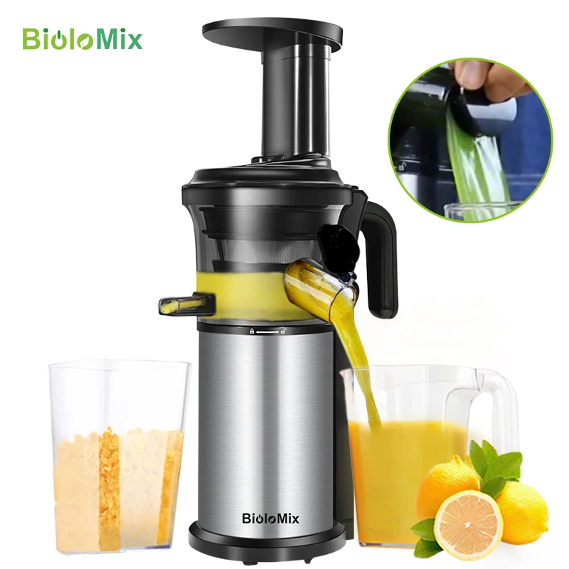 

BioloMix 200W 40RPM Stainless Steel Masticating Slow Auger Juicer Fruit and Vegetable Juice Extractor Compact Cold Press Juice