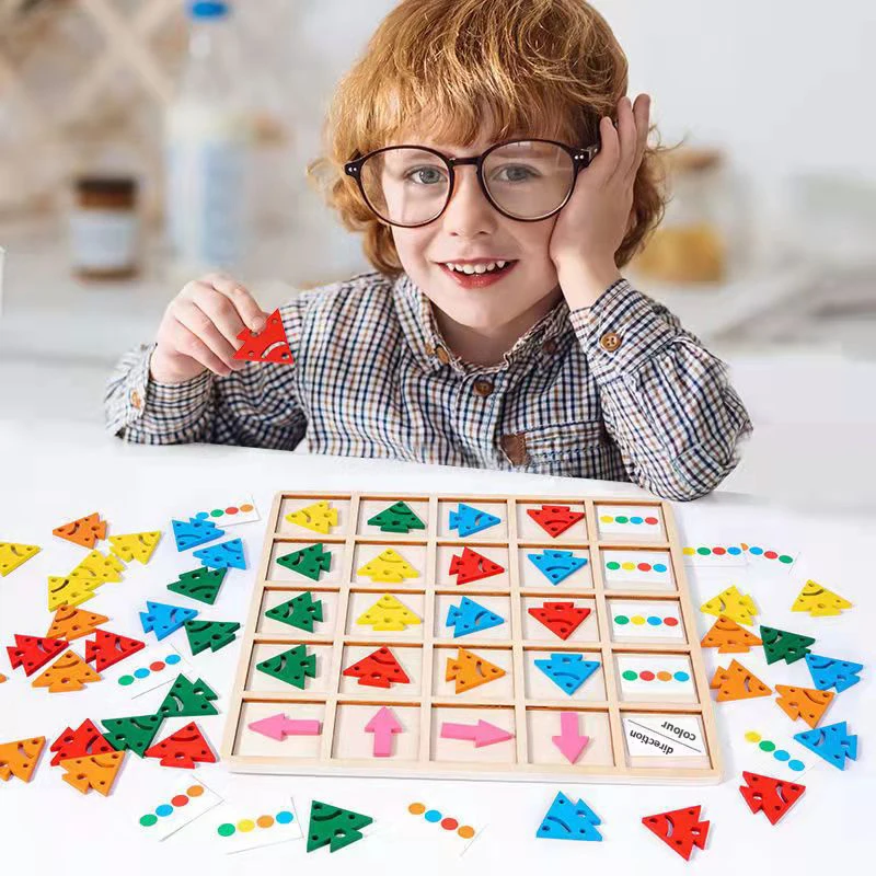 

Kids Wooden Puzzles Montessori Toys Training Direction Color Cognition Early Learning Educational Toys For Children