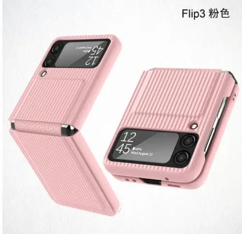 

Однотонный кожаный чехол для Samsung Z Flip 3 2-в-1, модный противоударный чехол из искусственной кожи и ТПУ для чемодана Galaxy Z Flip3, оболочка