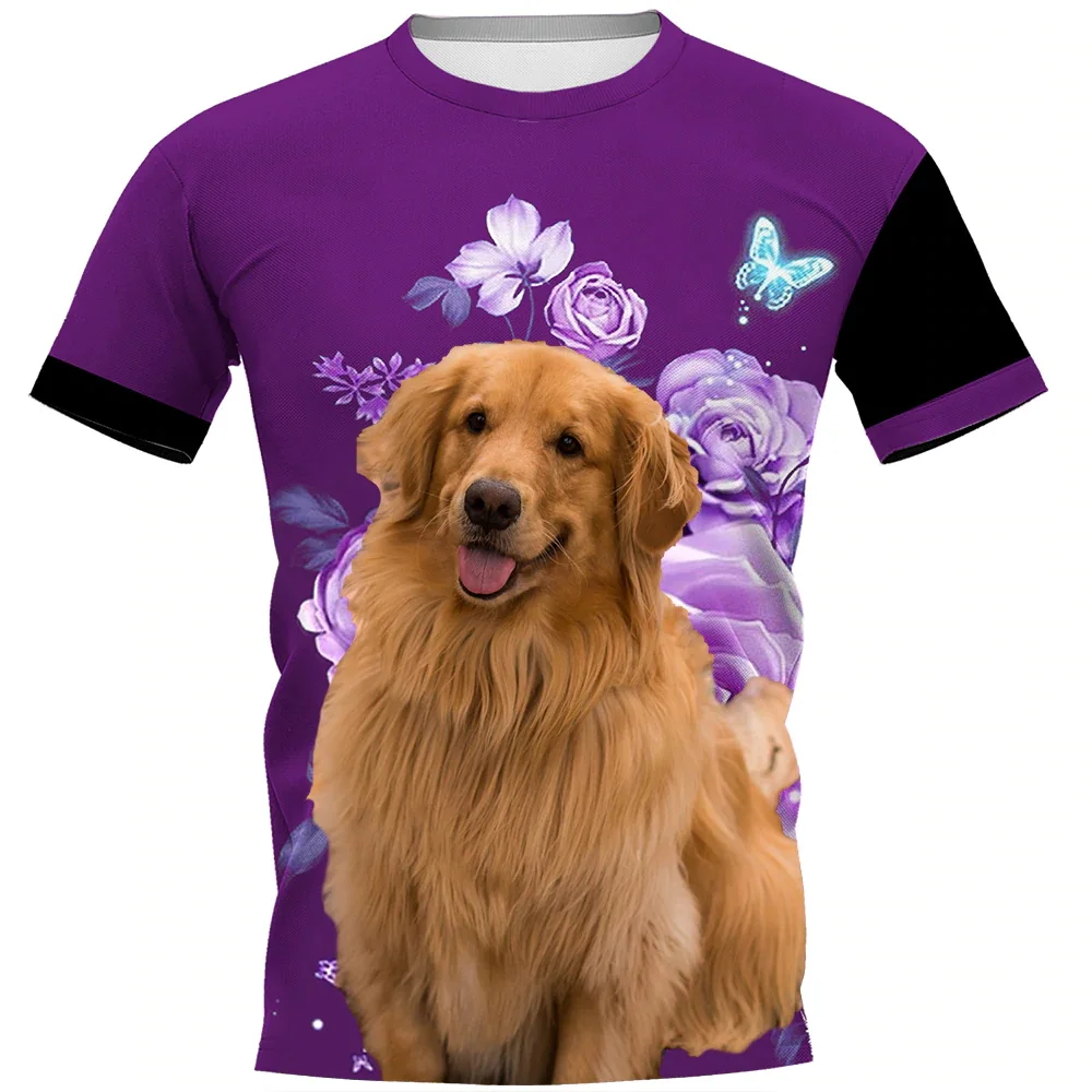 

CLOOCL Smile Golden Retriever T-shirts Floral Animal Make Life Whole 3D Graphic T Shirts Casual Hip Hop Tees Harajuku Women Tops