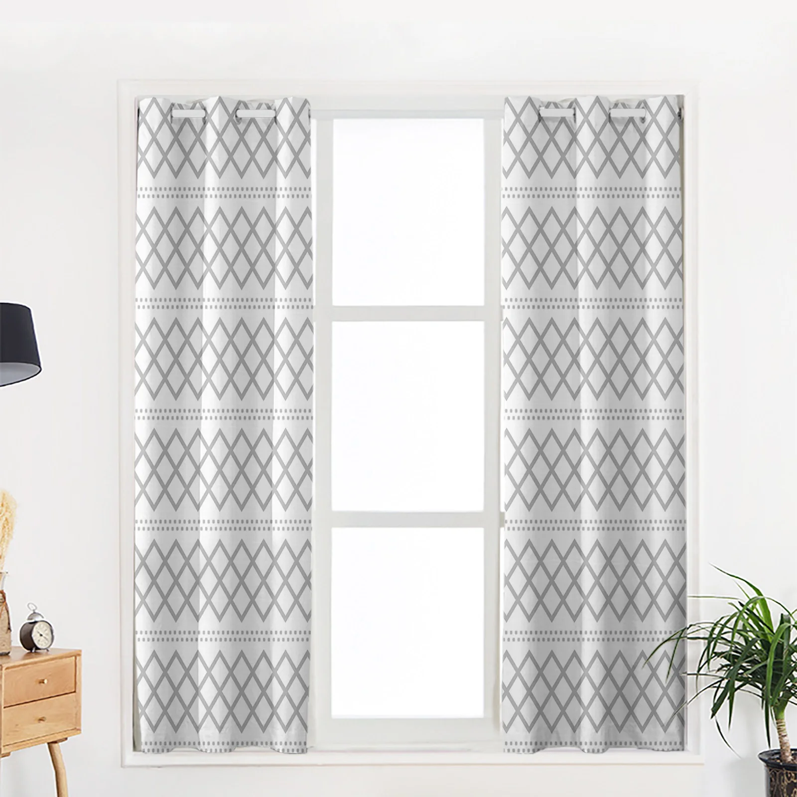 Занавески на окна с геометрической текстурой для гостиной и кухни затемняющие