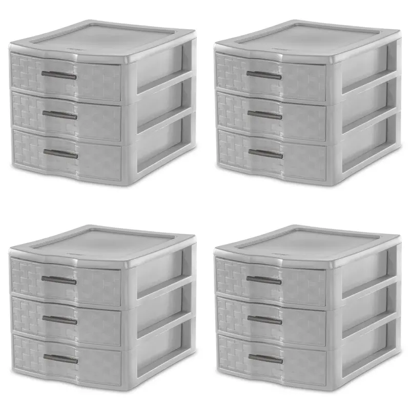 

Medium Weave 3 Drawer Unit Plastic, Cement, Set of 4