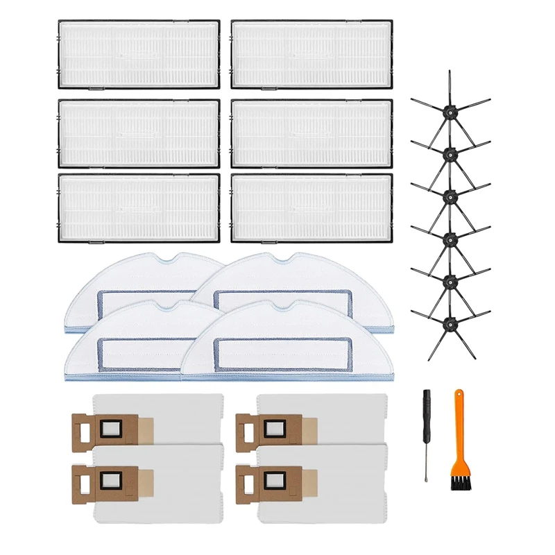 

22 Pcs Replacement Accessories For Roborock S7 S7+ Robot Vacuum And Mop Parts Hepa Filter Side Brush Mop Pads Vacuum Bag