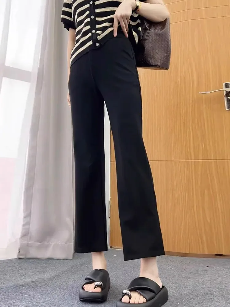 Плюс размер Эластичные капри Повседневные брюки Женские 2024 Осень и зима Новые