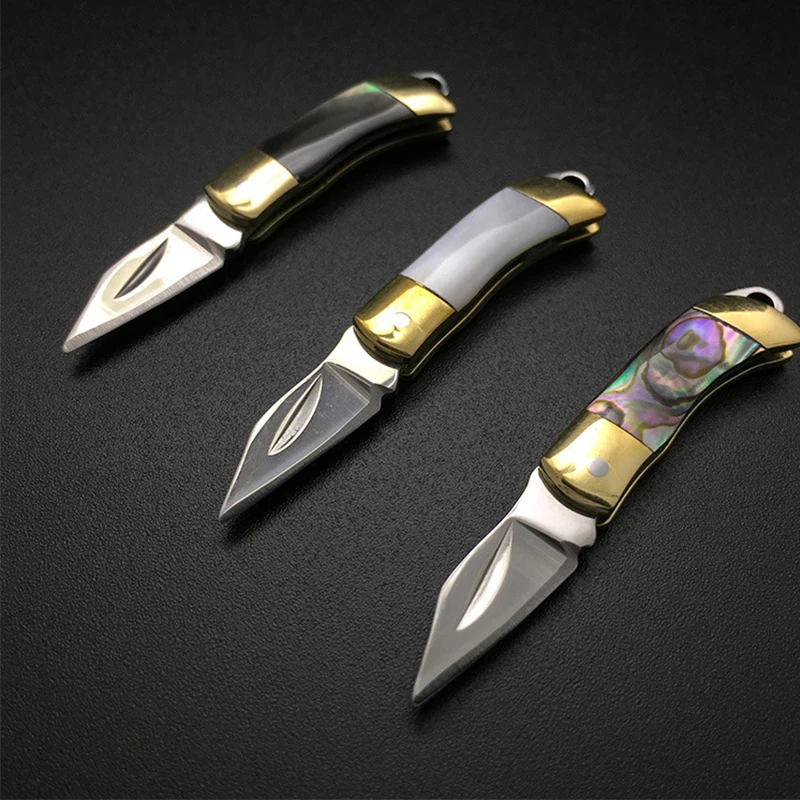 

Outdoor Tools Mini Portable Shell Brass Folding Knife Pocket Knife EDC Outdoor Toy Self-Defense Emergency Survival Gift