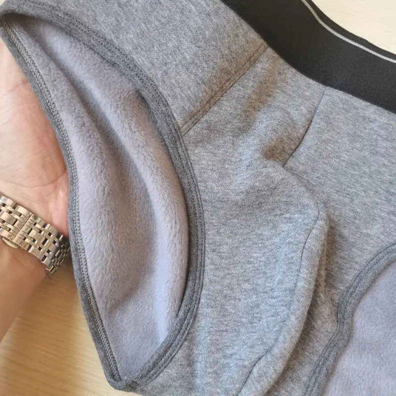 3pcs Winter thickened underwear men's briefs men's Plush briefs warm autumn and winter Shorts Large loose bottoms