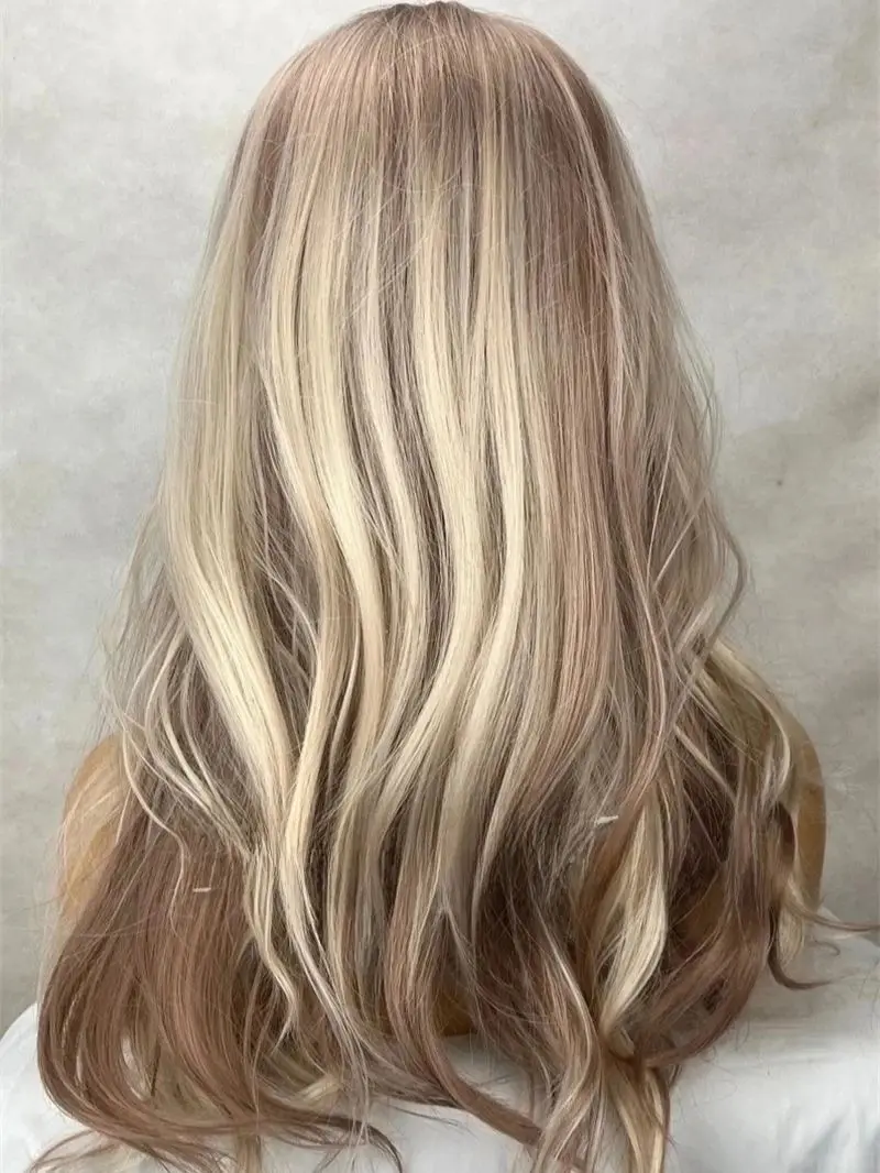 Ombre Пепельно-русый Коричневый Свободные волны Термобезопасный парик из
