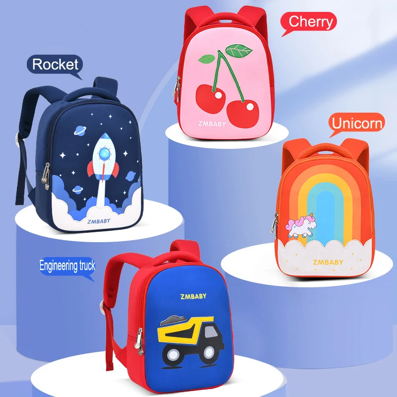 Cartoon car Baby Girls Boys Backpacks High Quality Kindergarten rockets Schoolbag Kids Cute Backpack Children School Bags