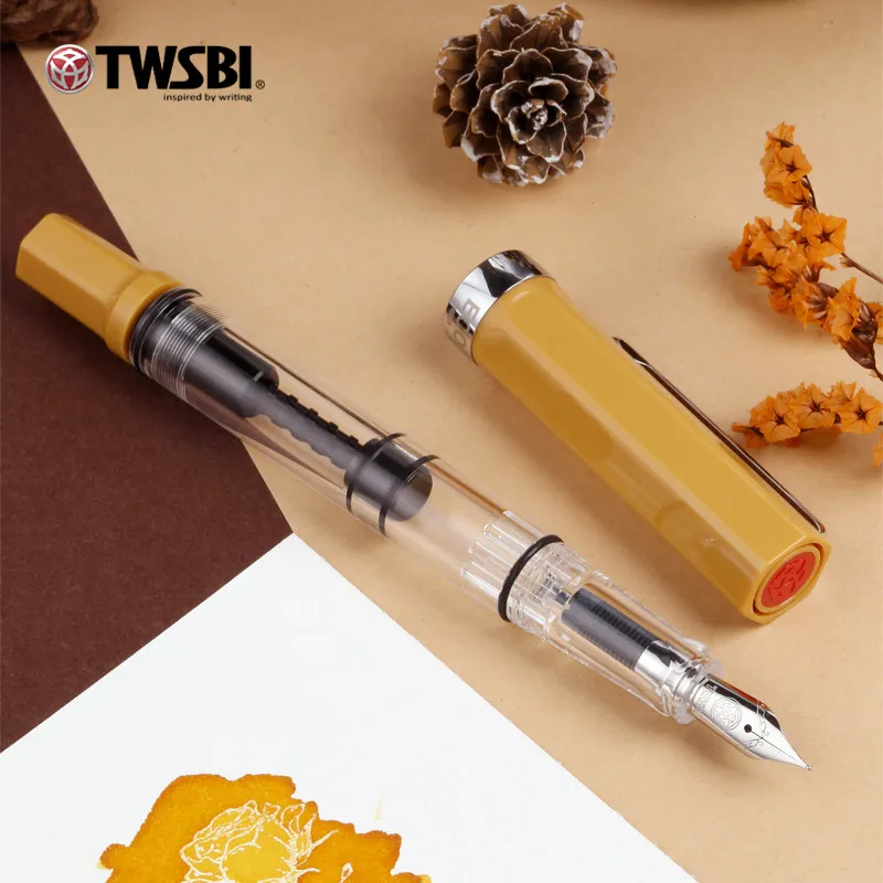 Фото Перьевая ручка TWSBI ECO Amber с прозрачным корпусом, поршневым механизмом заправки и гладким пером для каллиграфии – идеальный подарок для любителей канцелярских товаров №2