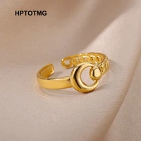 goth hollow out buckle opening rings for women vintage punk stainless steel wedding ring jewelry gifts 2022