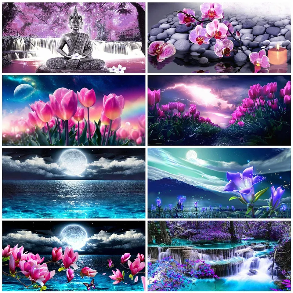 

Seascape Full Square Drill Diamond Embroidery Landscape 5D Diamond Painting Flower Mosaic Picture Of Rhinestones home decor
