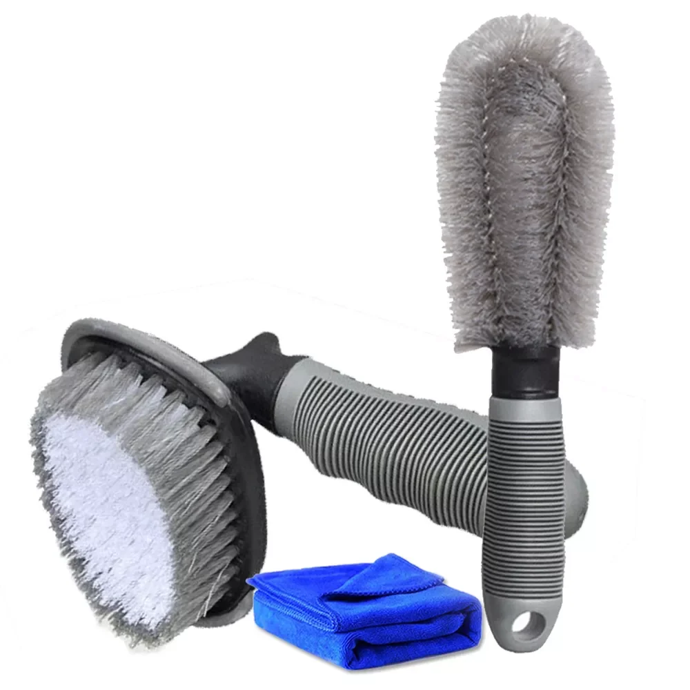 Tire Wheel Rim Cleaning Brush Detailing Brush Set For Vehicle Tyre Cleaning Plastic Coated Wire Brushes Car Washing Tools