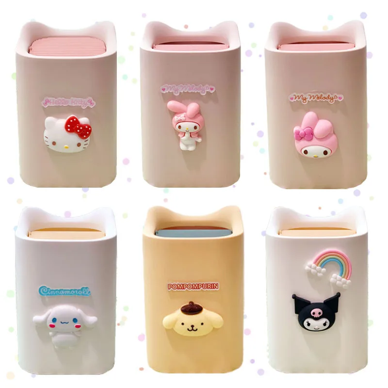 

Cartoon Anime My Melody Kuromi Kt Cat Purin Dog Cinnamoroll Desktop Garbage Can Kawaii Cute Sundries Storage Scrap Basket Gift