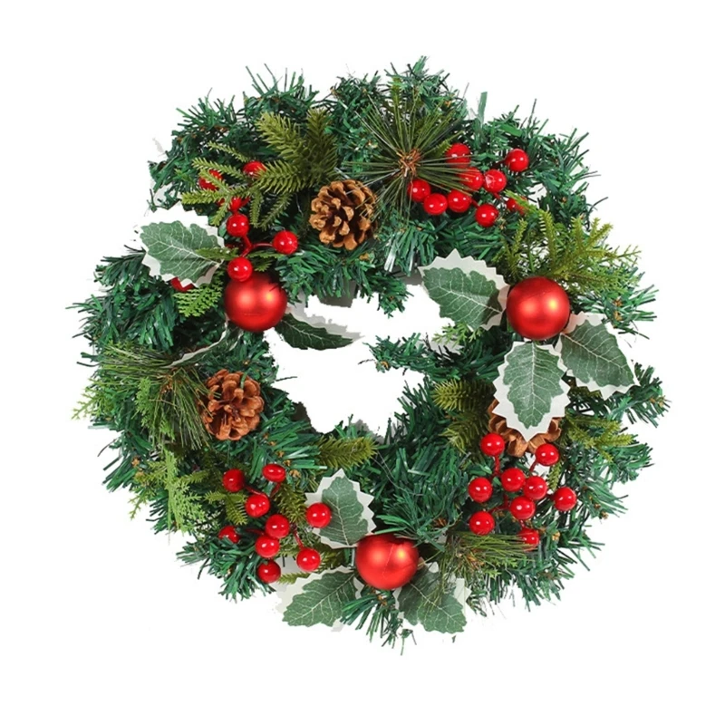 

Artificial Christmas Wreath Winter Simulation Red Pine Needle for Christmas Front Door Wall Decoration Supplies