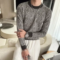 british style men sweater autumn winter long sleeve round neck casual knitted pullovers vintage social street tops male clothing