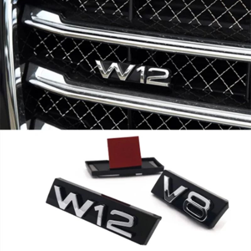 

V6 V8 W12 Emblem Car Head Grille Sticker Car Refitting For Audi A3 A4 A5 A6 A7 A8 Q3 Auto Front Grills Badge Emblem Audi Sticker
