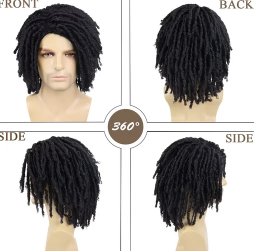 Синтетический короткий парик с дредами для мужчин Парики Rasta Faux Locs Афро Боб Ombre