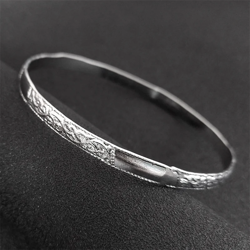 Минималистичный браслет из нержавеющей стали с резьбой для женщин и мужчин