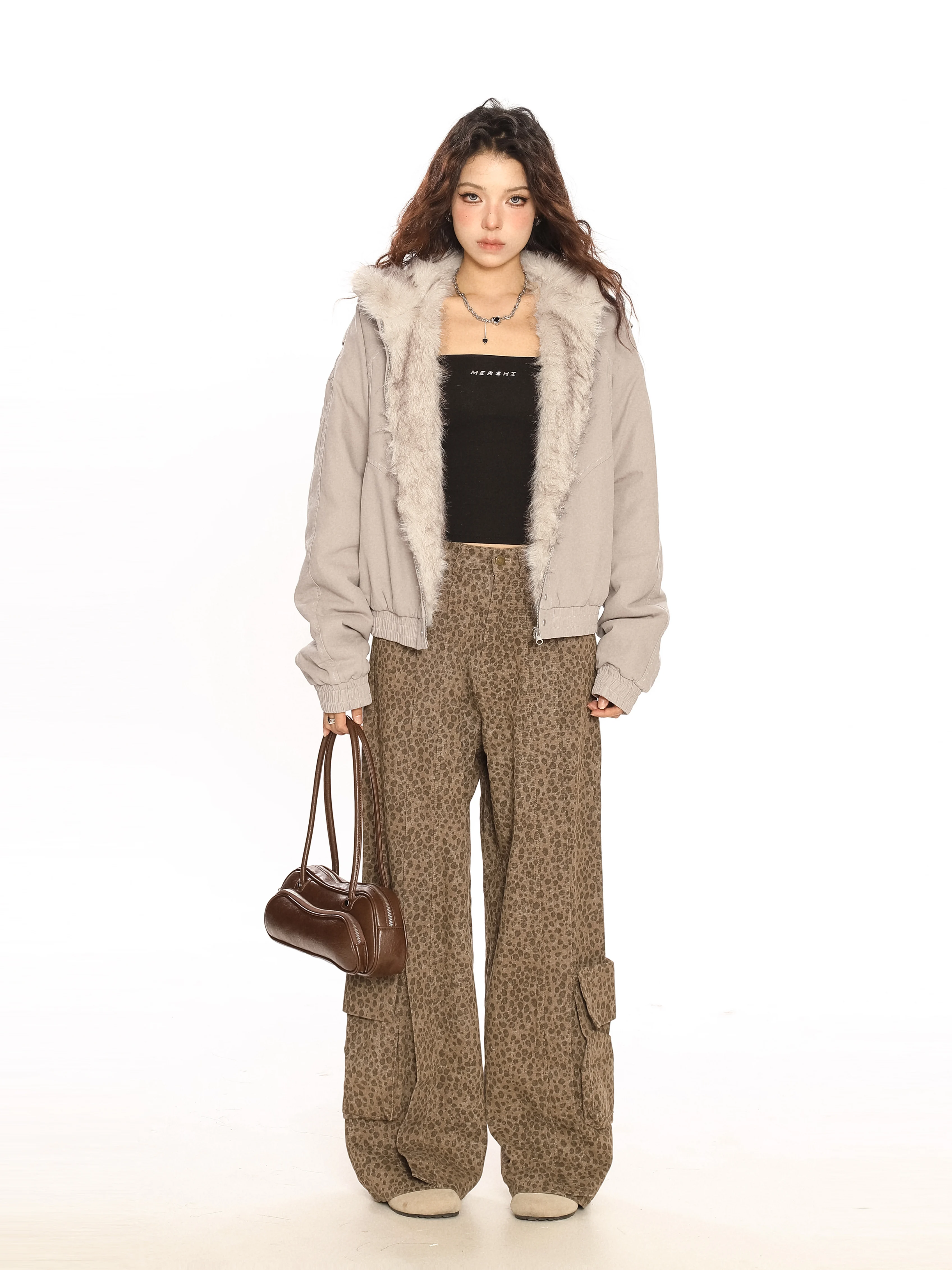 American Sle Cargo Hood Fur Collar Mountain Carving Cotton-padded jacket Outerwear Women Winter National Fashion Thickened ...