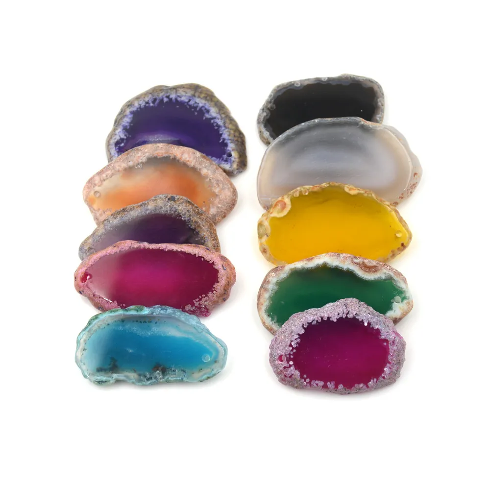 Новинка, натуральный агат, ломтики, полированная плита, Бразилия, кристалл, раннее ожерелье, цепочка для свитера и другие ювелирные аксессуары