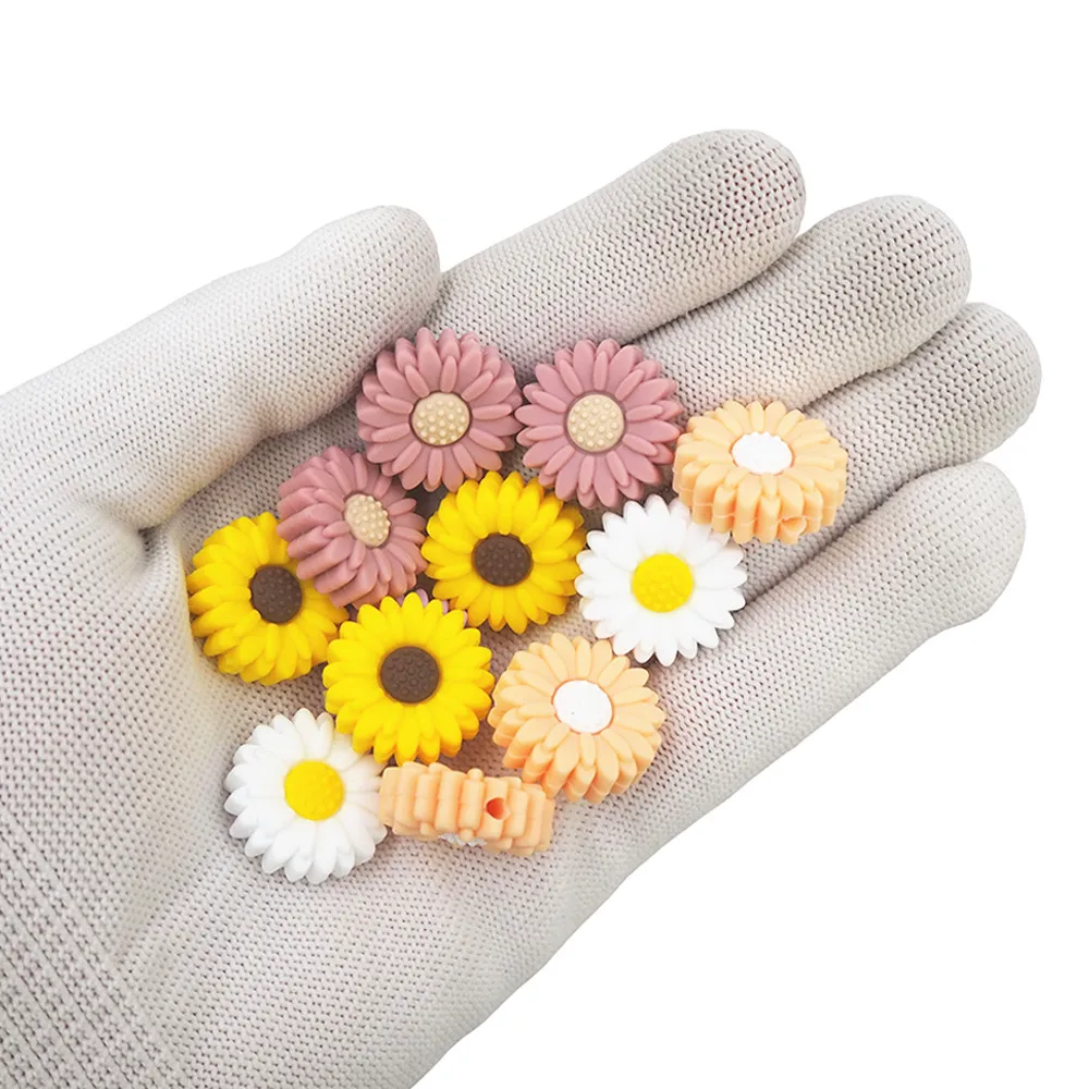 Chenkai 10 шт. бусины в виде подсолнуха детские силиконовые не содержащие бисфенола А