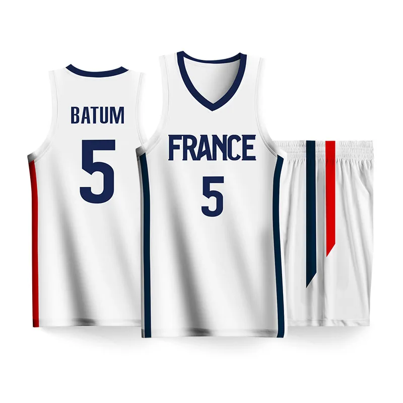 Basketball Sets For Men Customizable Team Name Number Logo France Letter Printed Jerseys Shorts Quickly Dry Training Tracksuits