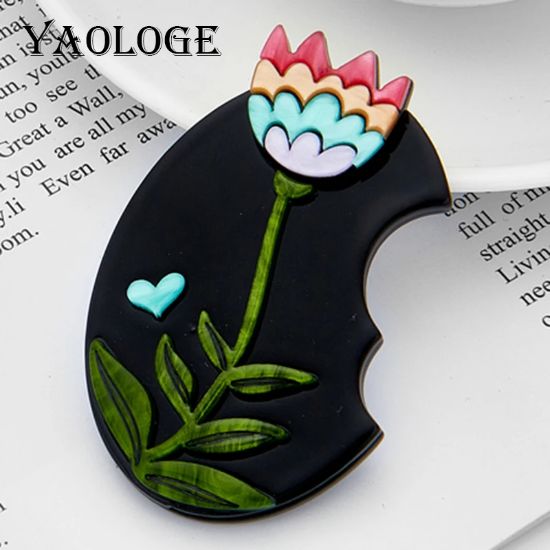 

YAOLOGE High Quality Brooches for Women Acrylic Material Flower Shape Women Pins Brooch Hot Selling Girls Jewelry Drop Shipping