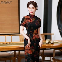 nvnang chinese cheongsam new mid length split cheongsam elegant ladies slim modified chinese style dress b2070