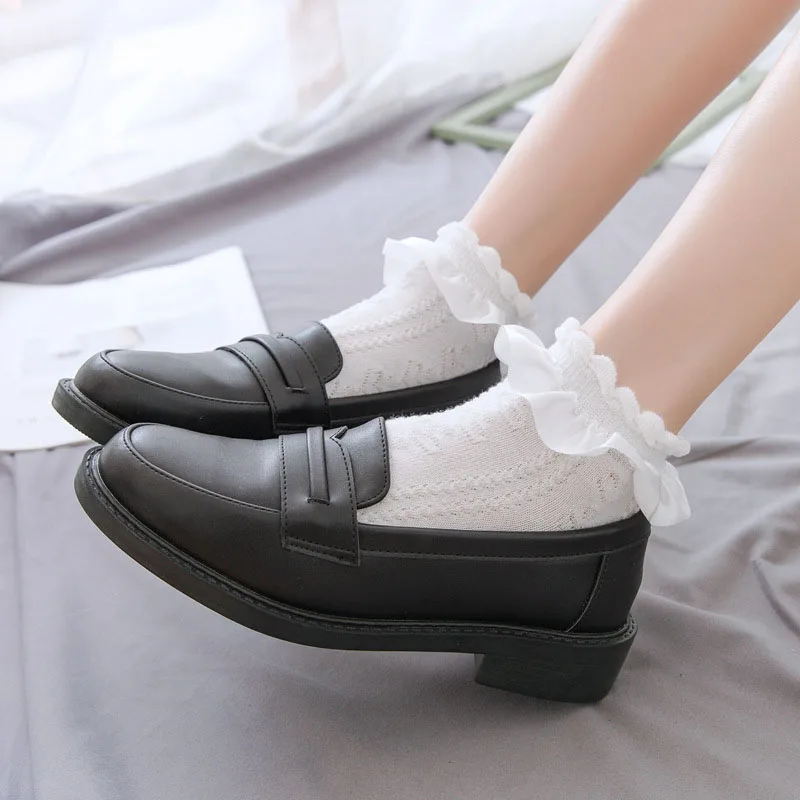 Women's Socks Cute Ruffle Frilly Trim Breathable Kawaii Ankle Sock Summer Ultra-thin Lolita Style Japanese Lace Short Girls Sox