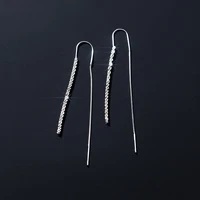 genuine 925 sterling silver starry drop earrings shiny pull through threader earrings for women fine jewelry