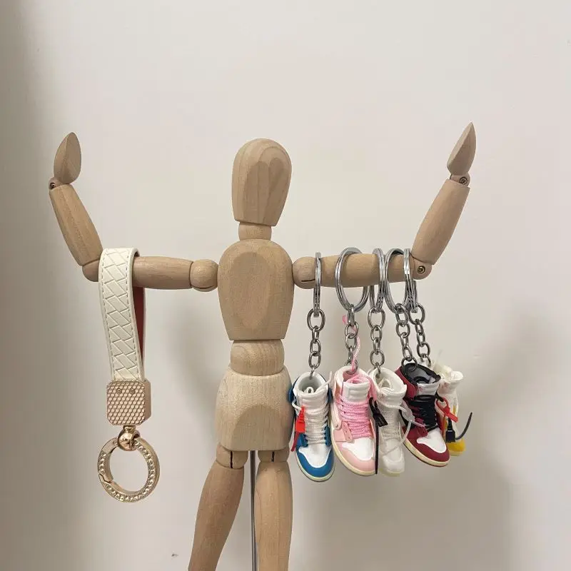 

3D Mini Keychain A Pair of Shoes with Box Car Decoration Mobile Phone Pendant Key Ring Sneakers Gift Box Set Boy Gifts