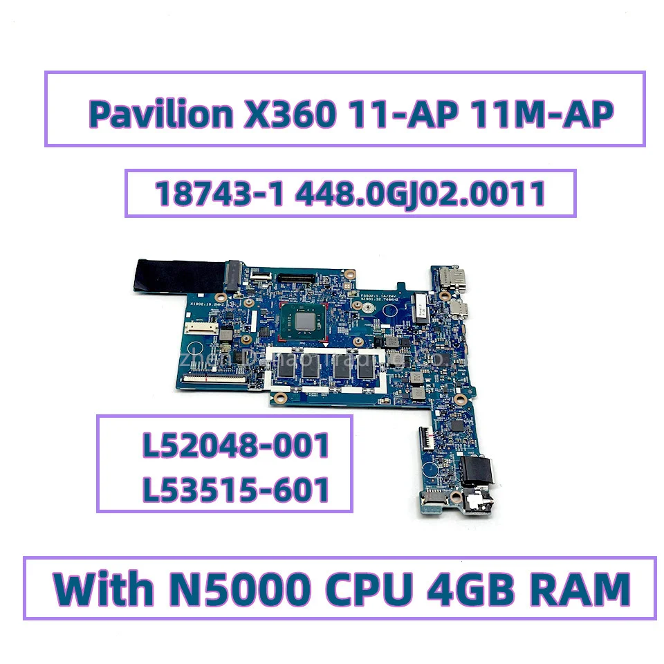   L52048-001 X360 11-AP 11M-AP   HP Pavilion 18743-1 448. 0gj02. 0011, 4  RAM, N5000, L53515-601