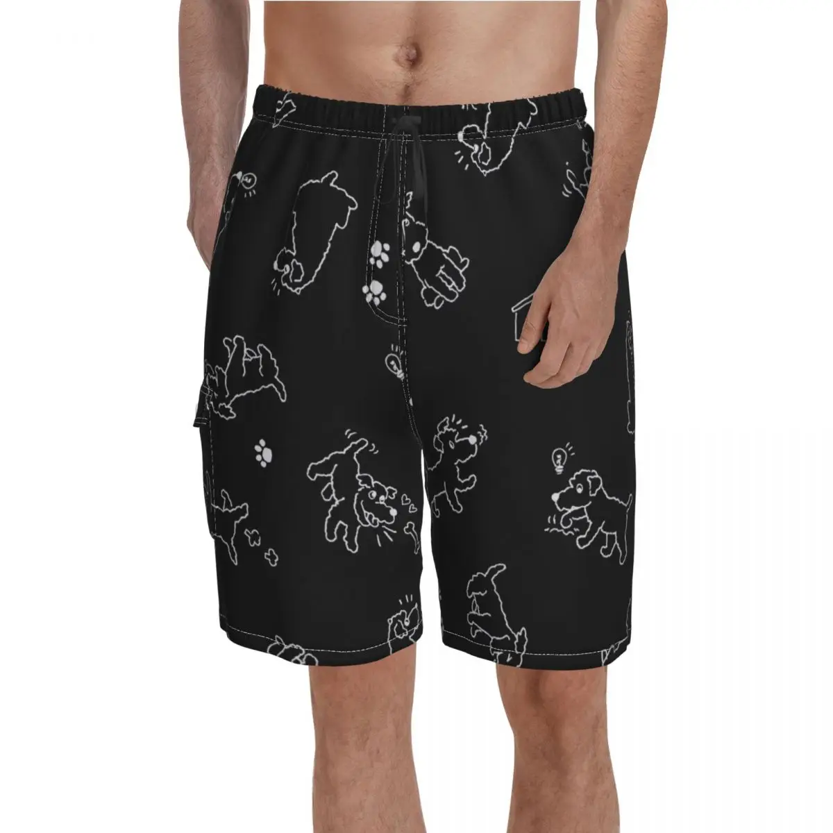 

Dog Love Bone Board Shorts Paw Print Animal Beach Short Pants High Quality Male Comfortable Design Swimming Trunks Plus Size