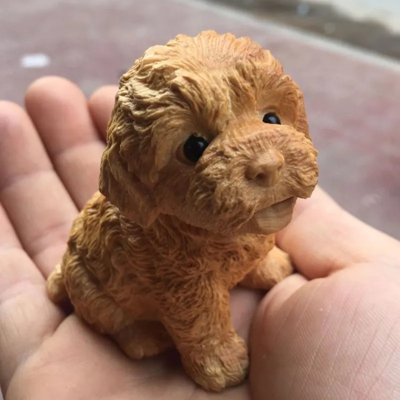 

1 pc 5.5*4.5*7.2cm Boxwood Cute Dog Auspicious Hand Carving Living Room/Home/Office Putting Decorate Crafts