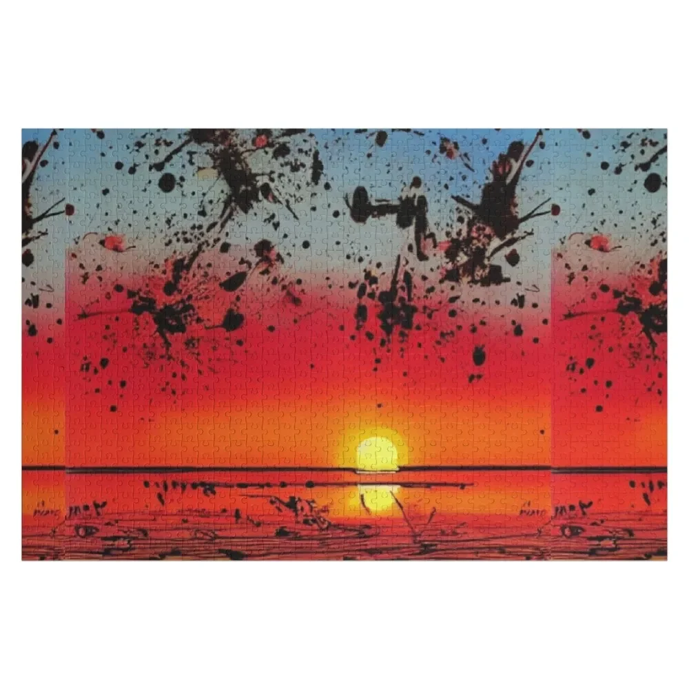 Покрывающие чернила blotch ralph пляж Закат яркий восход солнца над ovean солнце