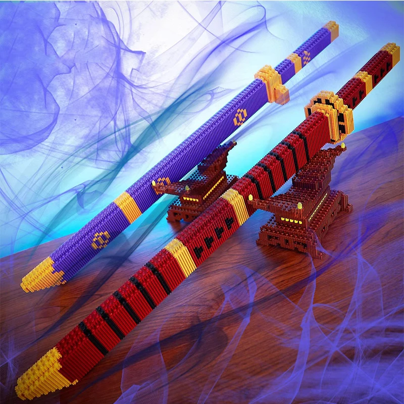 

Модель пурпурного японского аниме ророноа Зоро меча, конструктор, имитация катаны, самурая, нож, бамбуковое оружие, кирпичи, игрушки