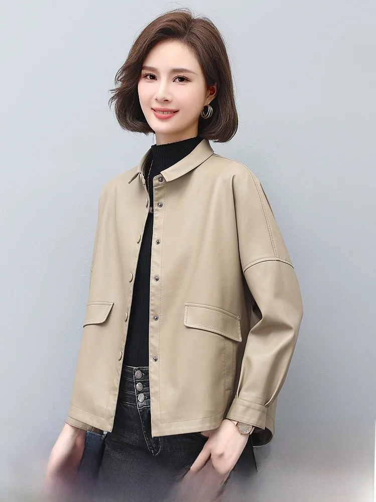 Женское кожаное пальто Haining из натуральной овчины корейская свободная