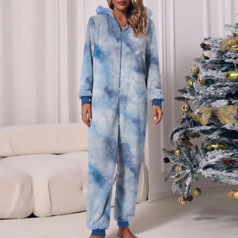 

Женские комбинезоны, комбинезон, осенняя теплая Пижама с капюшоном, одежда для сна, женская пижама на молнии с длинным рукавом, модная зимня...