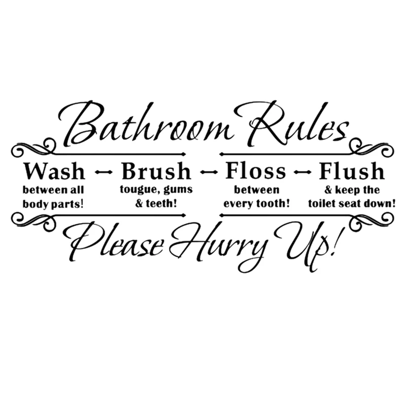

Bathroom Rules English Quote Removable Wall Sticker Vinyl Art Decals Home Decor