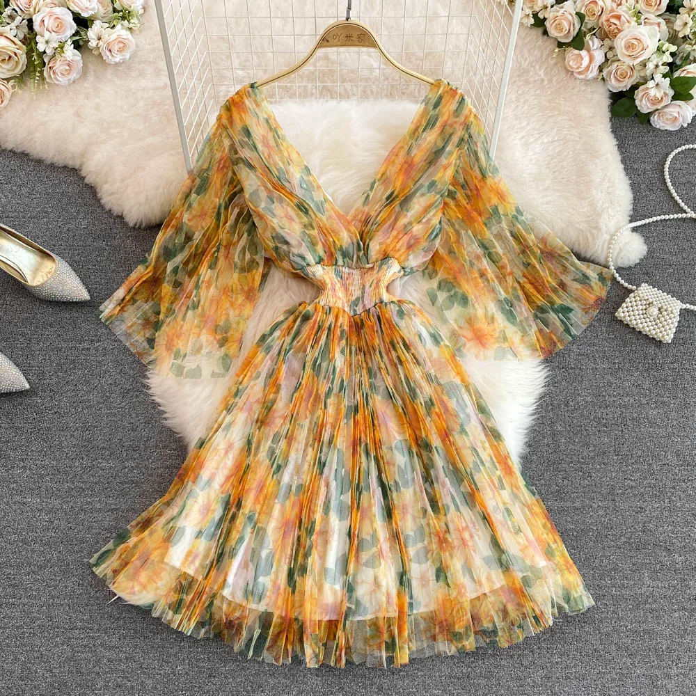 

Французский стиль Первый Любовь Темперамент Талия Тонкий пузырь с длинным рукавом квадратный воротник цветочный Лотос листик для торта платье Весна